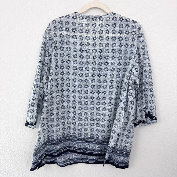 Ava Christine Womens Tunic Top Size 2X 100% Cotton Embroidered Flowy Blue - Picture 4 of 9